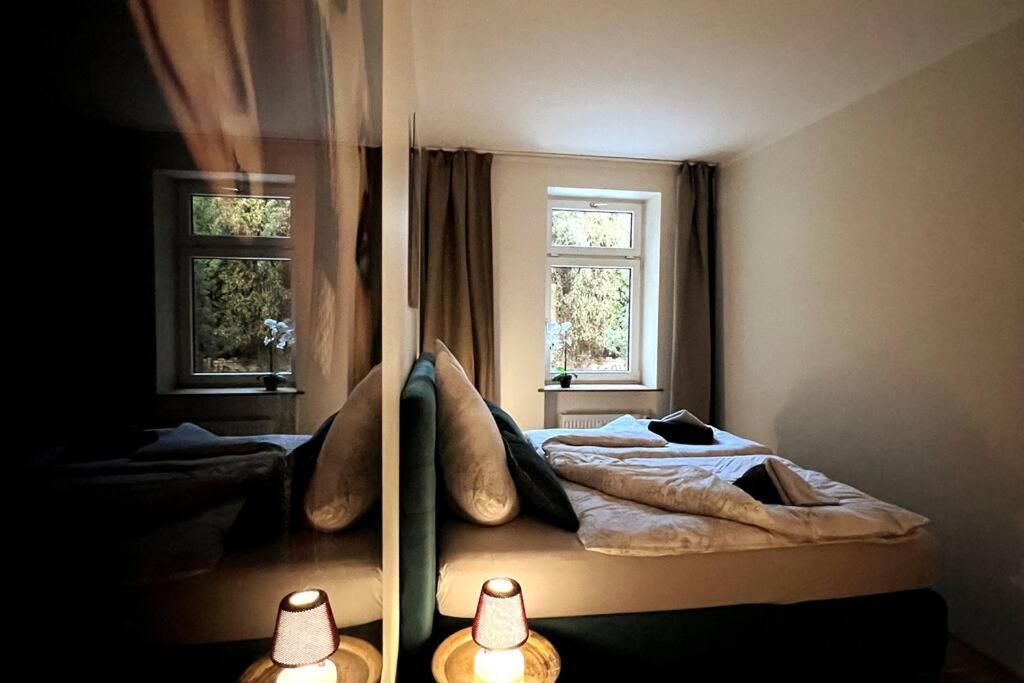 Soul-Apartment Terrasse Privat-Parkplatz Boxspringbett 55Zoll Tv Wlan Lipcse Kültér fotó